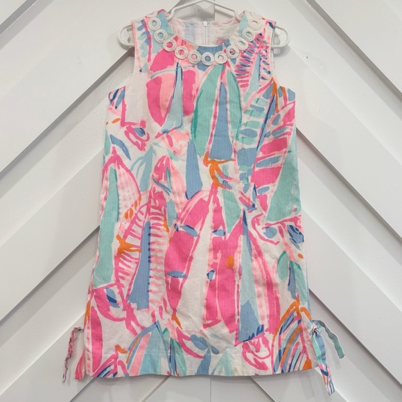 Lilly Pulitzer Girl's Classic Shift Dress In Out To Sea Size 6 - Picture 1 of 5